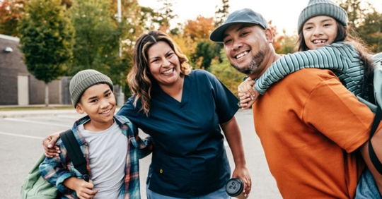 family on back to school day